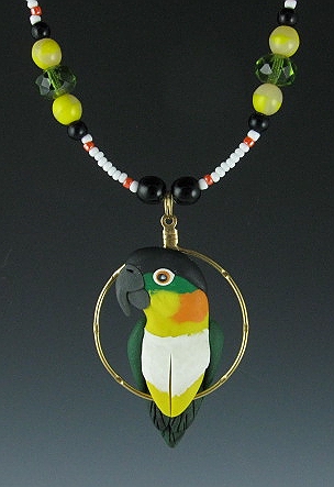 parrot necklace Caique parrot necklace pendant handmade
