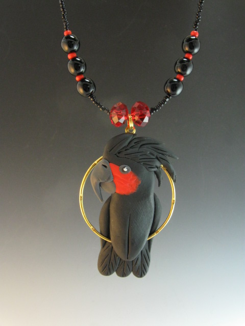 Palm Cockatoo Beaded Charm Necklace