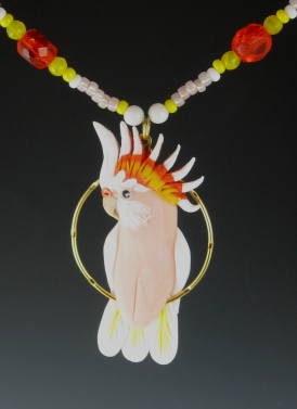 Major Mitchell Cockatoo Beaded Charm Necklace