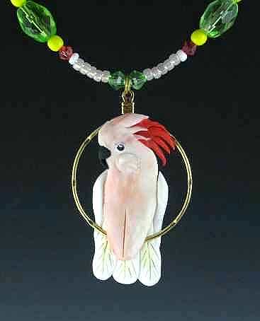 Molucan Cockatoo Beaded Charm Necklace