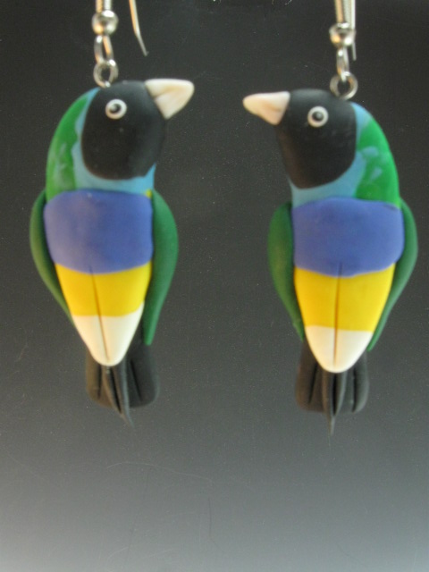 Black Face Gouldian Finch Earrings