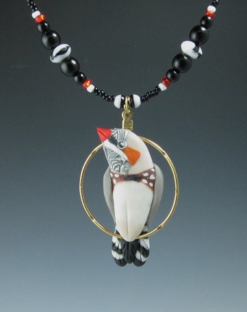 Zebra Finch Charm Necklace