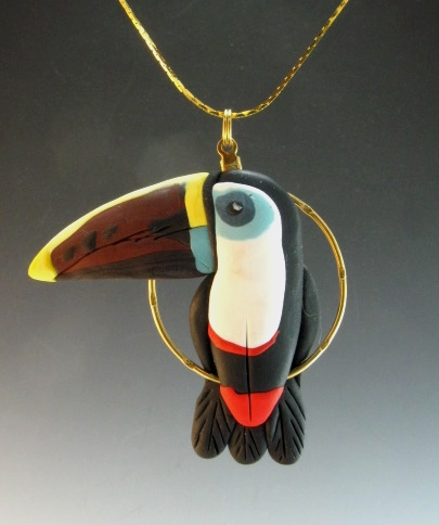Red Bill Toucan Charm Necklace