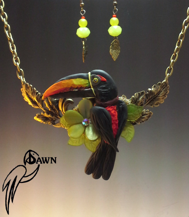 Fire Bill Toucan Necklace