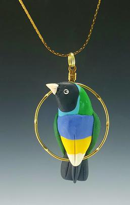 Black Face Gouldian Finch Charm Necklace