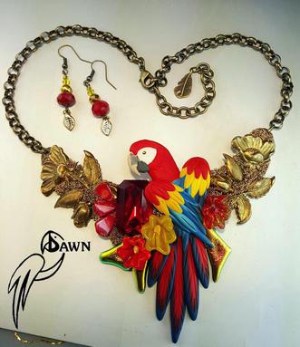 Scarlet Macaw Necklace Set