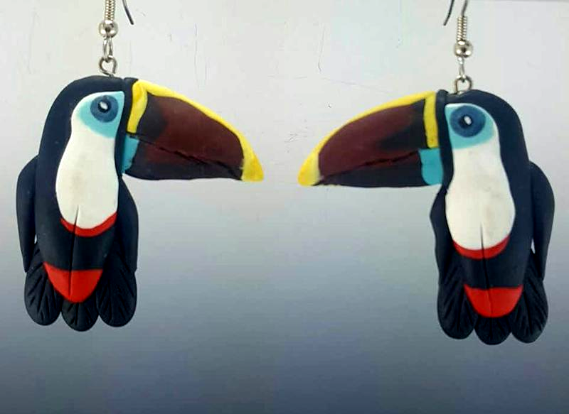 Red Bill Toucan Earrings